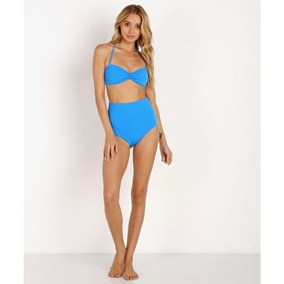 Mara Hoffman Other - Mara Hoffman Lydia Solid Blue High Waisted Bikini Swimsuit Bottoms Size L
